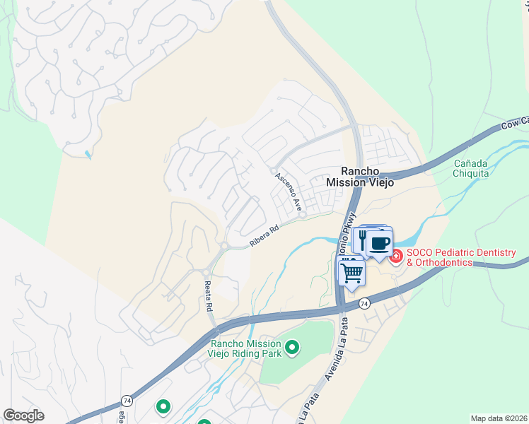 map of restaurants, bars, coffee shops, grocery stores, and more near 120 Lindura Street in Ladera Ranch