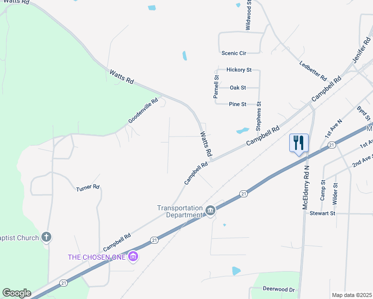 map of restaurants, bars, coffee shops, grocery stores, and more near 79 Happy Valley Drive in Munford