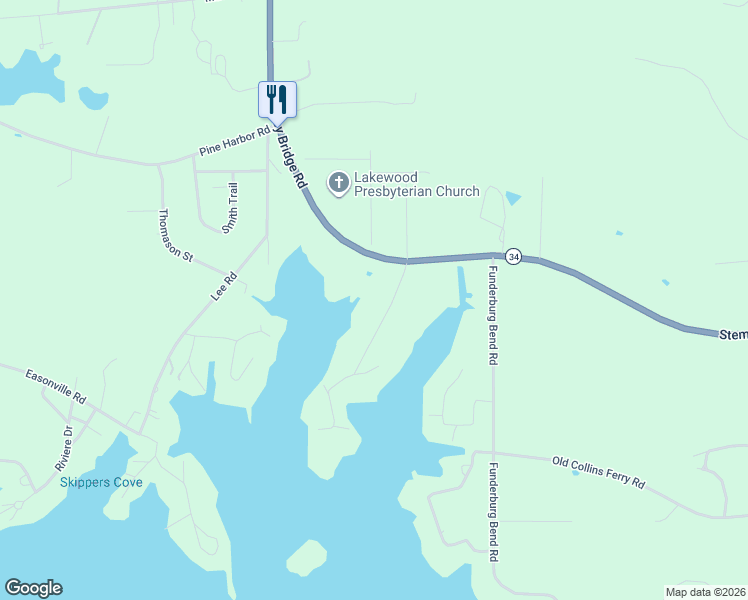 map of restaurants, bars, coffee shops, grocery stores, and more near 107 Allen Road in Pell City