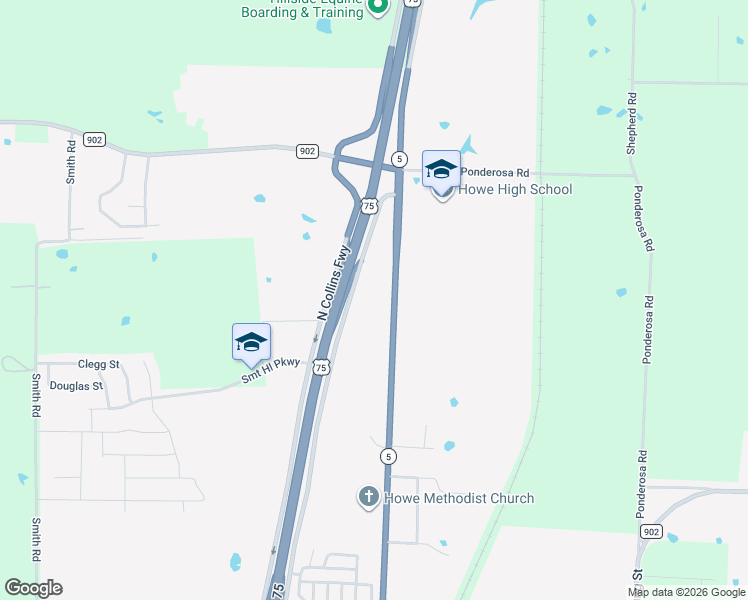 map of restaurants, bars, coffee shops, grocery stores, and more near 1001 North Denny Street in Howe