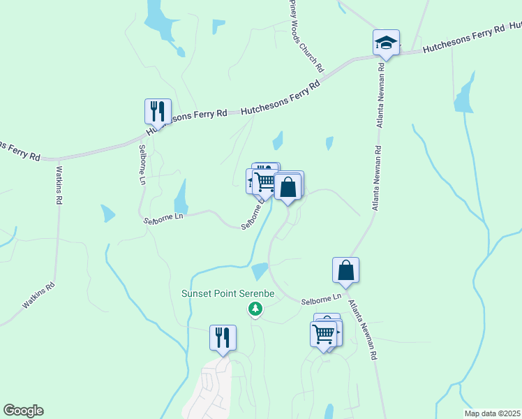 map of restaurants, bars, coffee shops, grocery stores, and more near 9051 Selborne Lane in Palmetto