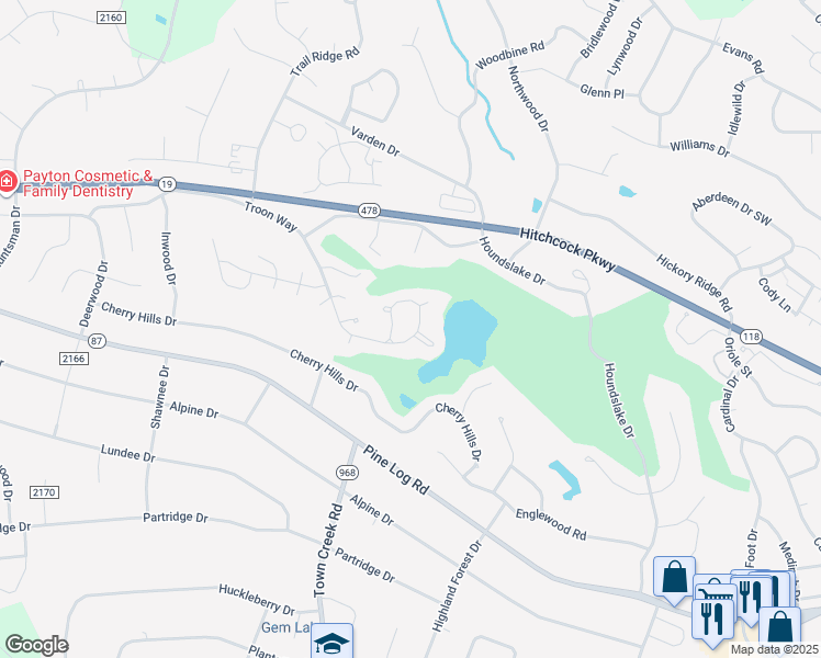 map of restaurants, bars, coffee shops, grocery stores, and more near 84 Troon Way in Aiken
