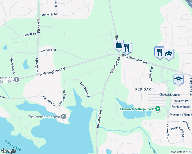 map of restaurants, bars, coffee shops, grocery stores, and more near 2032 Pine Forest Trail in Jonesboro
