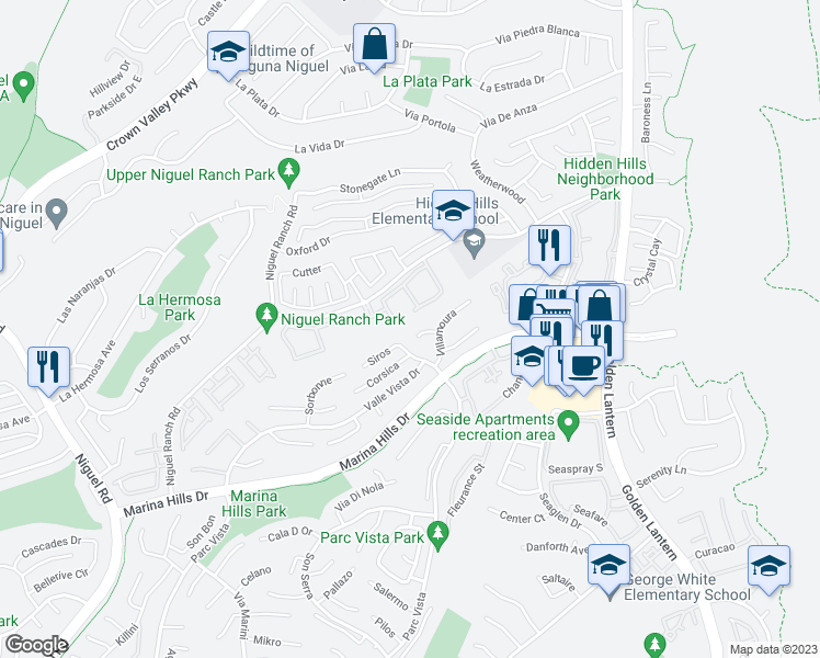 map of restaurants, bars, coffee shops, grocery stores, and more near 19 Genoa in Laguna Niguel