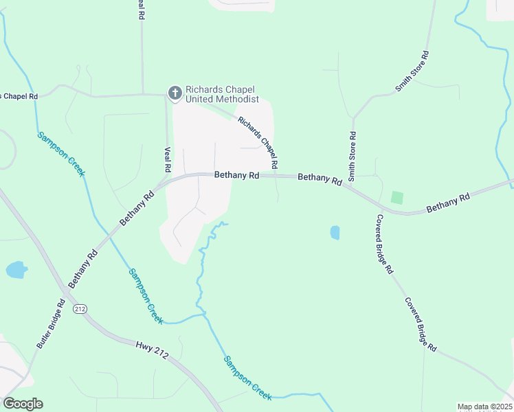 map of restaurants, bars, coffee shops, grocery stores, and more near 1277 Bethany Road in Covington