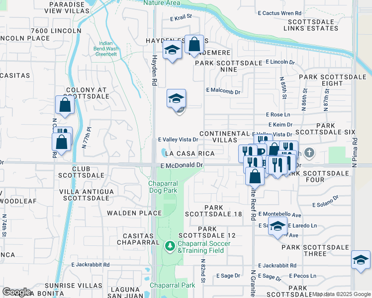 map of restaurants, bars, coffee shops, grocery stores, and more near 6032 North 81st Street in Scottsdale