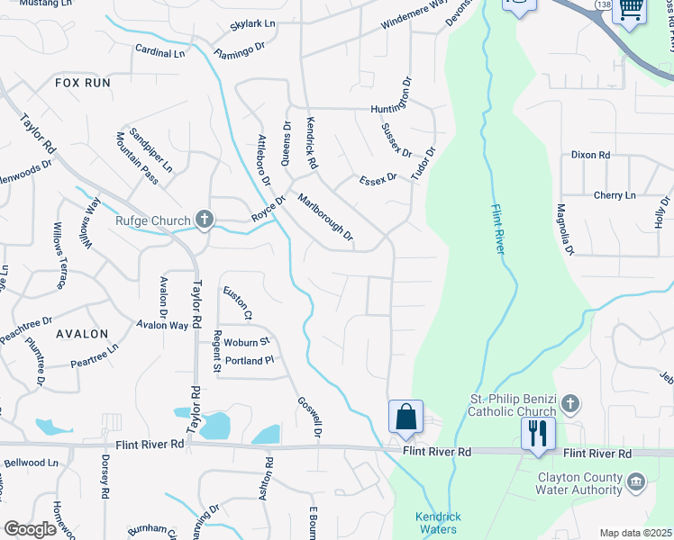map of restaurants, bars, coffee shops, grocery stores, and more near 206 Matthew Lane in Jonesboro