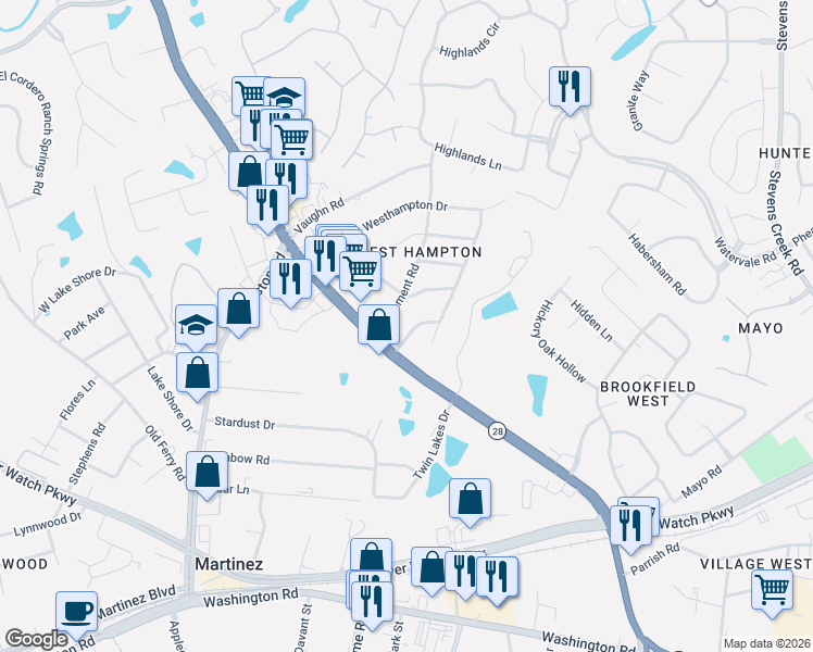map of restaurants, bars, coffee shops, grocery stores, and more near 407 Marlboro Street in Augusta