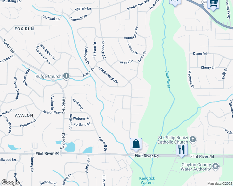 map of restaurants, bars, coffee shops, grocery stores, and more near 218 Matthew Lane in Jonesboro