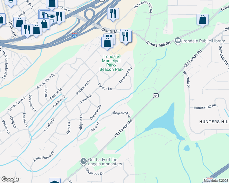 map of restaurants, bars, coffee shops, grocery stores, and more near 806 Danton Lane in Irondale