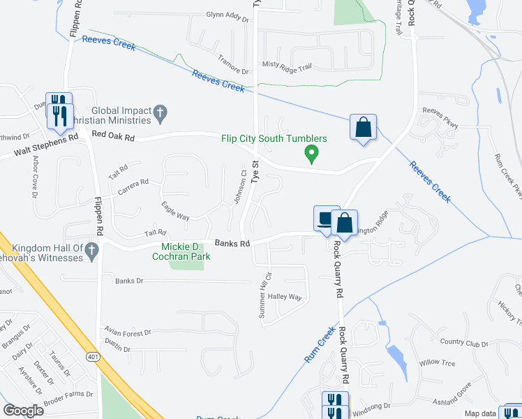 map of restaurants, bars, coffee shops, grocery stores, and more near 154 Brandon Ridge Circle in Stockbridge