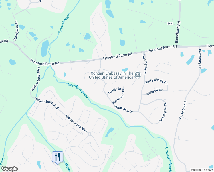 map of restaurants, bars, coffee shops, grocery stores, and more near 246 Farmington Drive in Evans