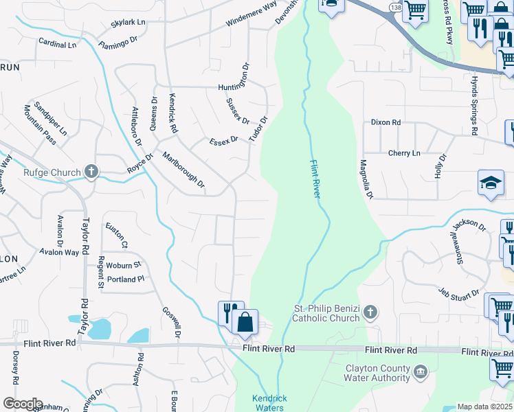 map of restaurants, bars, coffee shops, grocery stores, and more near 335 Nicole Court in Jonesboro
