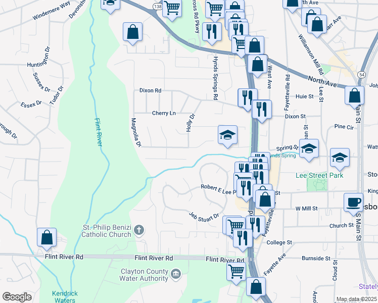 map of restaurants, bars, coffee shops, grocery stores, and more near 8451 Magnolia Drive in Jonesboro