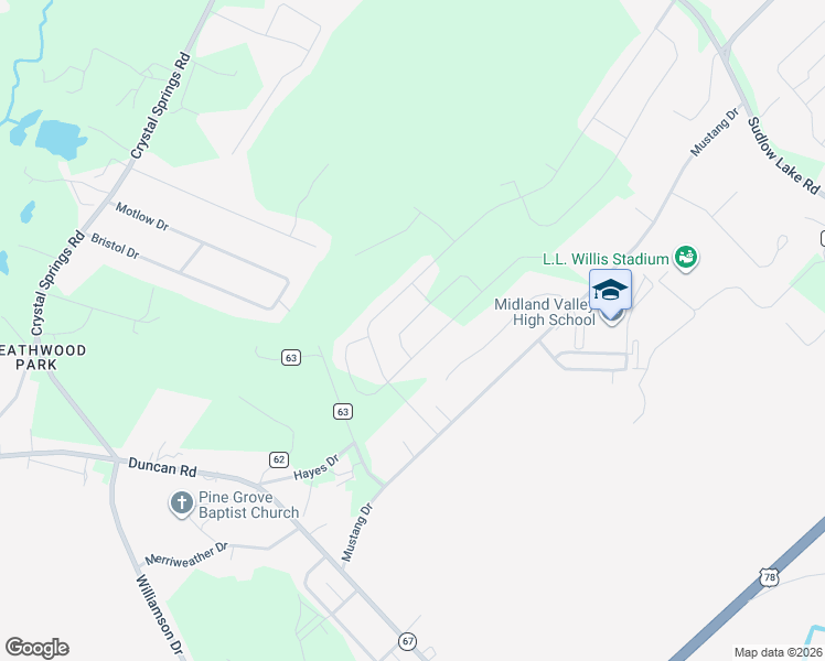 map of restaurants, bars, coffee shops, grocery stores, and more near 1533 Brookstone Drive in Graniteville