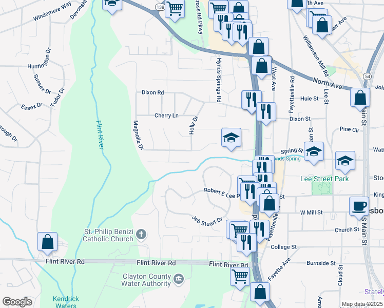 map of restaurants, bars, coffee shops, grocery stores, and more near 8451 Magnolia Drive in Jonesboro