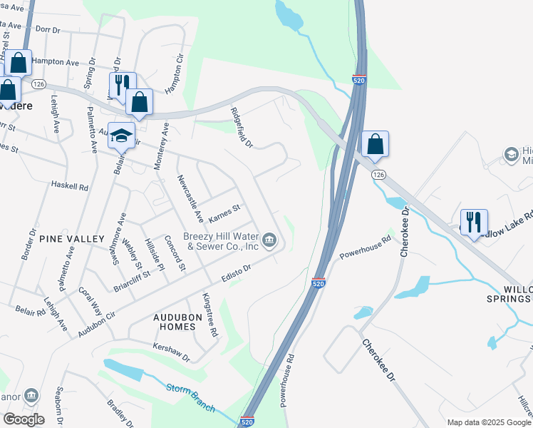 map of restaurants, bars, coffee shops, grocery stores, and more near 299 Edisto Drive in North Augusta