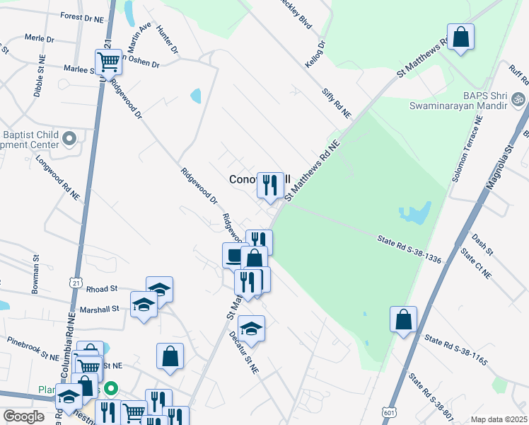 map of restaurants, bars, coffee shops, grocery stores, and more near 1233 Lands End in Orangeburg