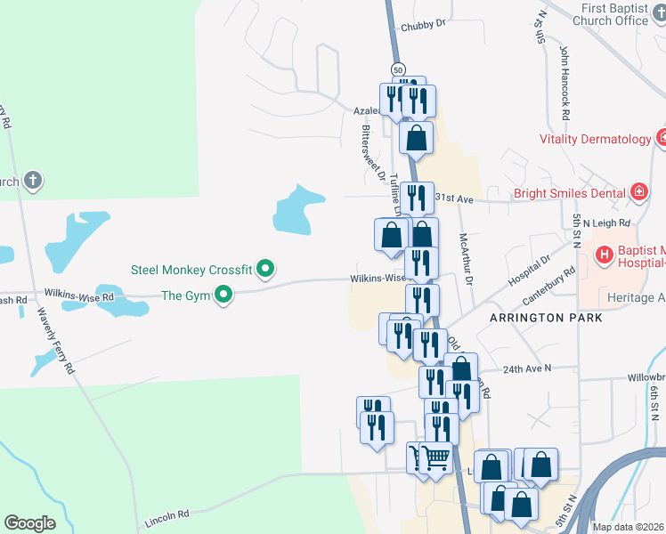 map of restaurants, bars, coffee shops, grocery stores, and more near 155 Wilkins-Wise Road in Columbus
