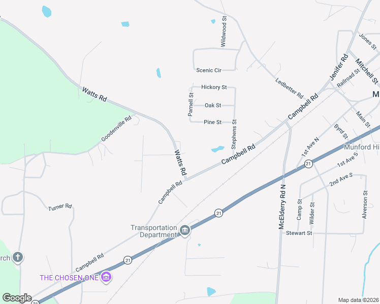 map of restaurants, bars, coffee shops, grocery stores, and more near 114 Watts Road in Munford