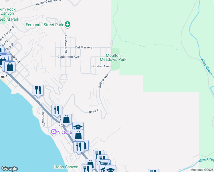 map of restaurants, bars, coffee shops, grocery stores, and more near 784 Barracuda Way in Laguna Beach