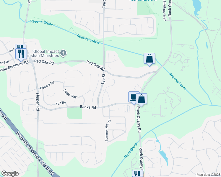 map of restaurants, bars, coffee shops, grocery stores, and more near 212 Brandon Ridge Circle in Stockbridge