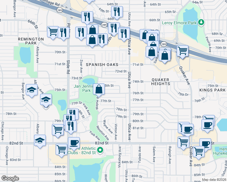 map of restaurants, bars, coffee shops, grocery stores, and more near 4907 75th St in Lubbock