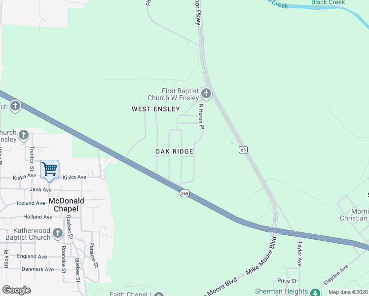 map of restaurants, bars, coffee shops, grocery stores, and more near 1225 Jersey Street North in Birmingham