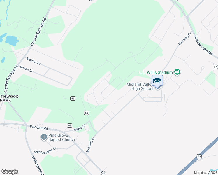 map of restaurants, bars, coffee shops, grocery stores, and more near Hansel Drive in Graniteville