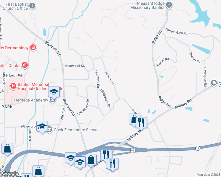 map of restaurants, bars, coffee shops, grocery stores, and more near Garden Terrace in Columbus
