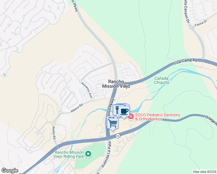 map of restaurants, bars, coffee shops, grocery stores, and more near 25 Zabila in Ladera Ranch