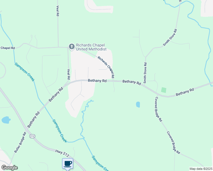 map of restaurants, bars, coffee shops, grocery stores, and more near 1277 Bethany Road in Covington