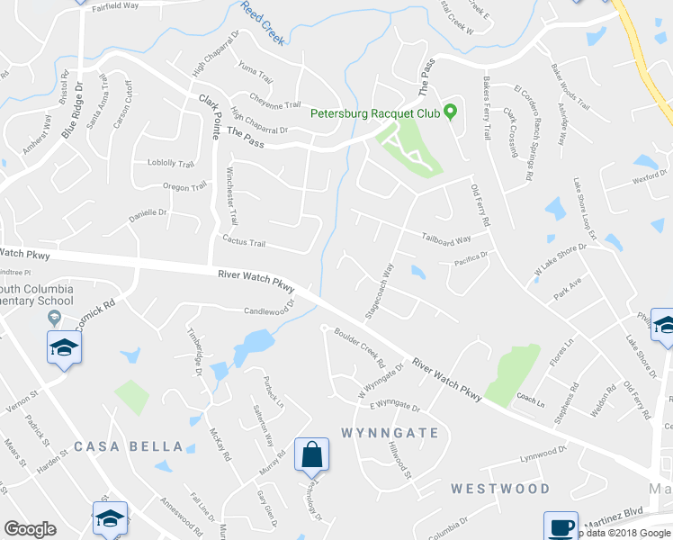map of restaurants, bars, coffee shops, grocery stores, and more near 3798 Pine Ridge Run in Martinez