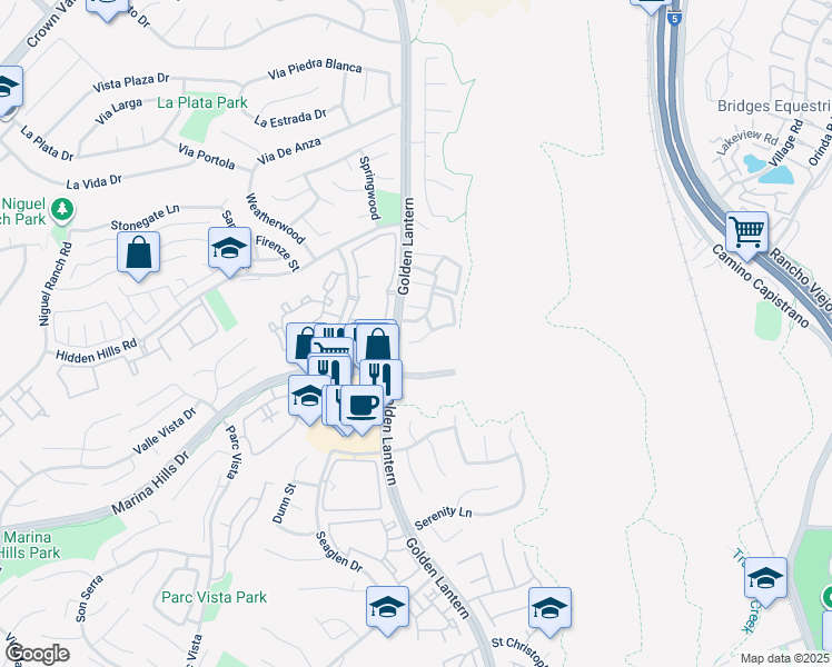 map of restaurants, bars, coffee shops, grocery stores, and more near 1 Martinique Street in Laguna Niguel