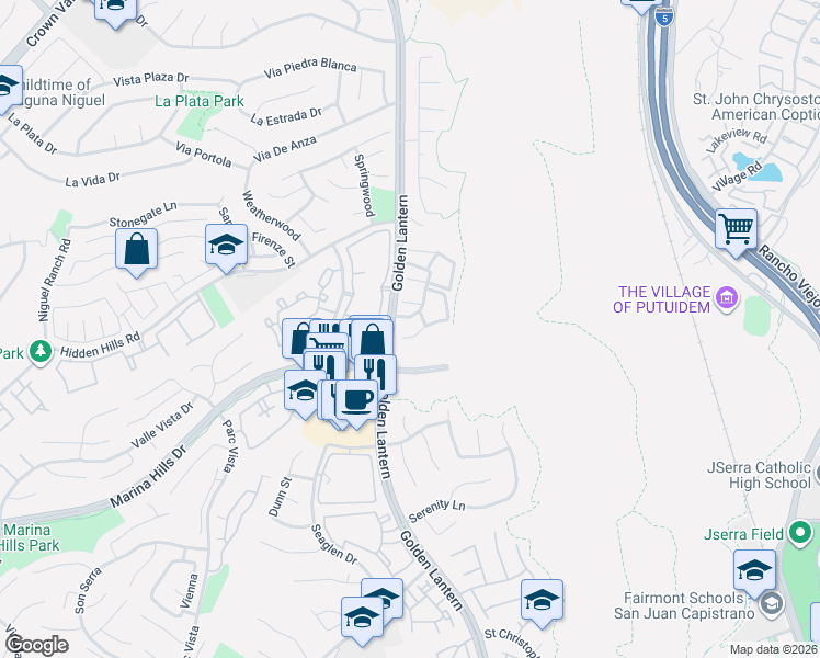 map of restaurants, bars, coffee shops, grocery stores, and more near 4 Martinique Street in Laguna Niguel