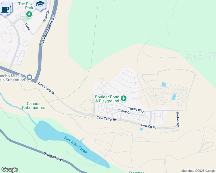 map of restaurants, bars, coffee shops, grocery stores, and more near 342 Sunrise Road in San Juan Capistrano