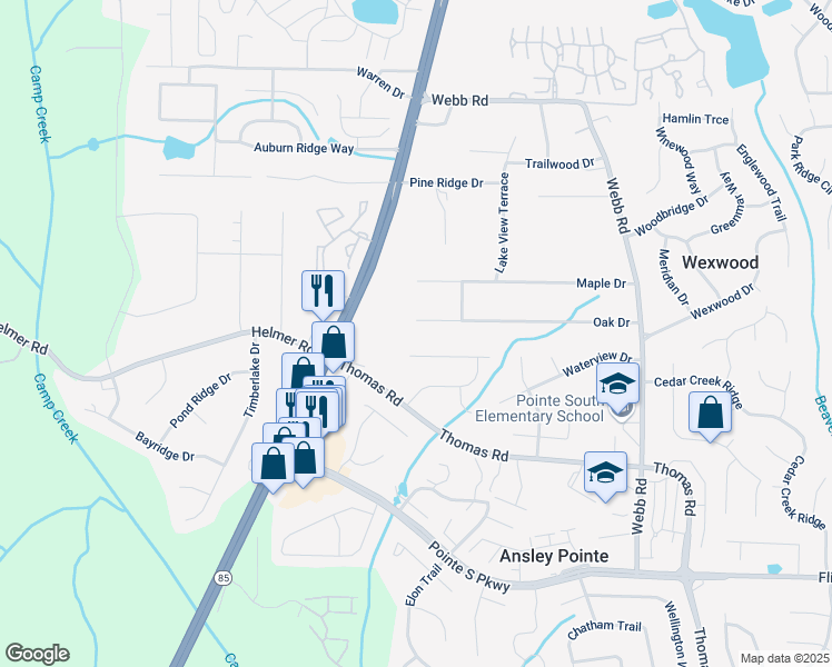 map of restaurants, bars, coffee shops, grocery stores, and more near 884 Oak Drive in Riverdale