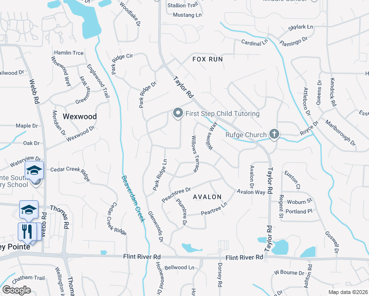 map of restaurants, bars, coffee shops, grocery stores, and more near 8373 Glenwoods Terrace in Riverdale