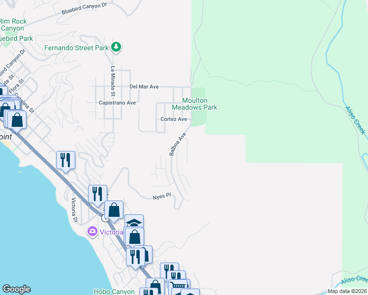 map of restaurants, bars, coffee shops, grocery stores, and more near 784 Barracuda Way in Laguna Beach