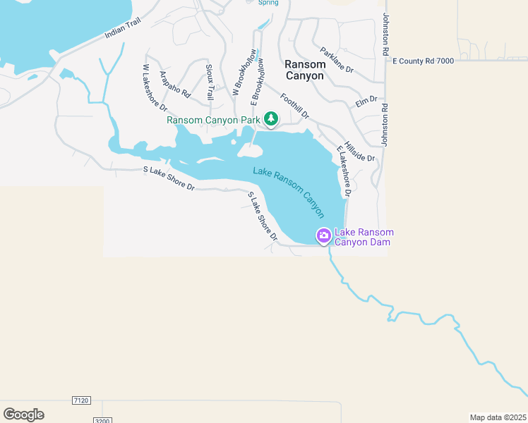 map of restaurants, bars, coffee shops, grocery stores, and more near 4-18 S Lake Shore Dr in Ransom Canyon