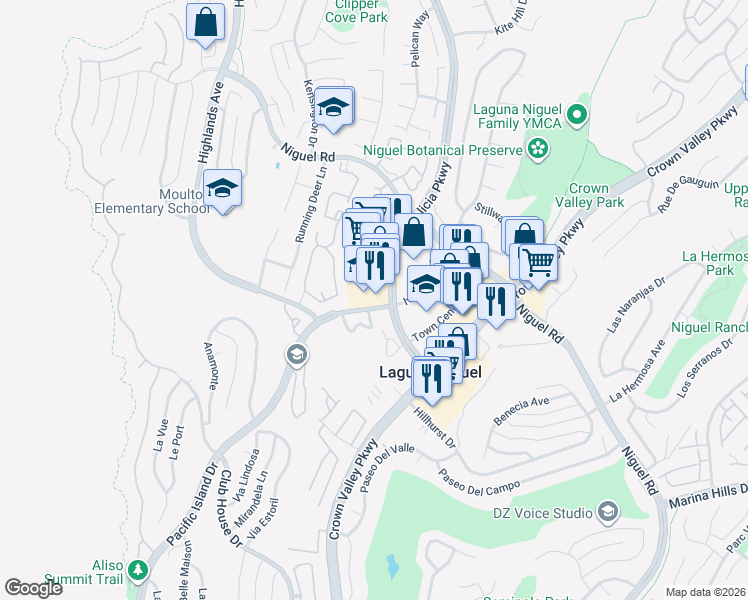 map of restaurants, bars, coffee shops, grocery stores, and more near 23504 Pacific Island Drive in Laguna Niguel