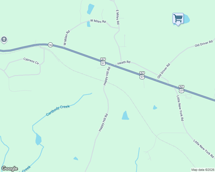 map of restaurants, bars, coffee shops, grocery stores, and more near 92 Happy Hill Road in Carrollton