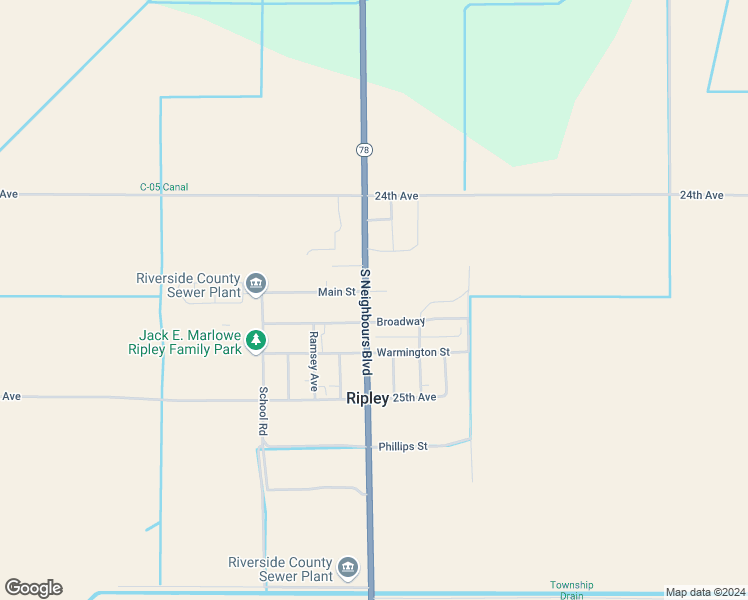 map of restaurants, bars, coffee shops, grocery stores, and more near California 78 in Blythe