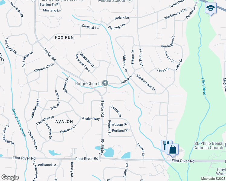 map of restaurants, bars, coffee shops, grocery stores, and more near 44 Libby Lane in Jonesboro