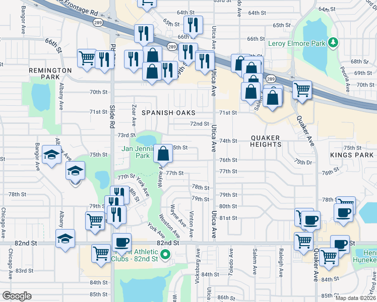 map of restaurants, bars, coffee shops, grocery stores, and more near 4907 75th St in Lubbock