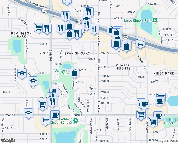 map of restaurants, bars, coffee shops, grocery stores, and more near 4907 75th St in Lubbock