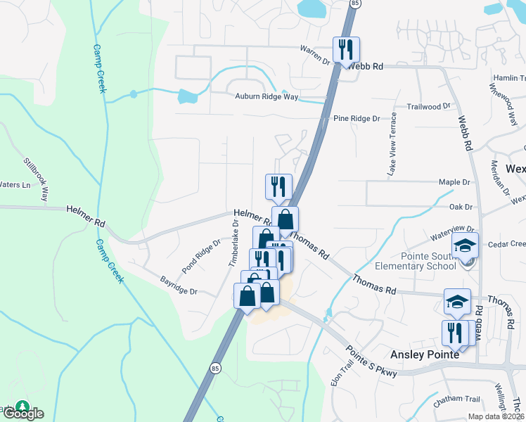 map of restaurants, bars, coffee shops, grocery stores, and more near 1009 Helmer Road in Riverdale