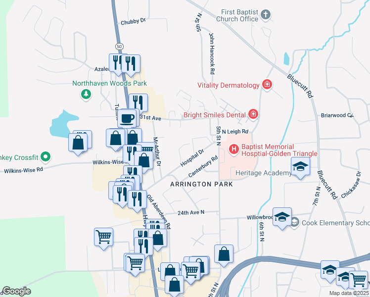 map of restaurants, bars, coffee shops, grocery stores, and more near 634 31st Avenue North in Columbus
