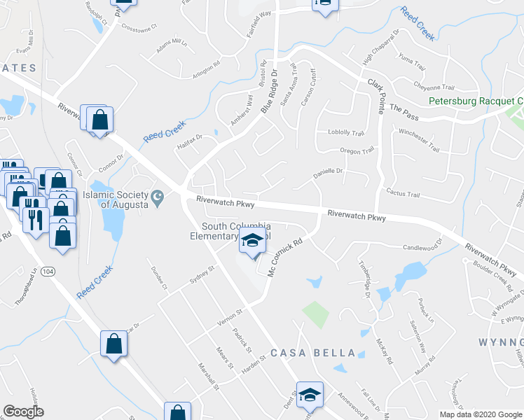 map of restaurants, bars, coffee shops, grocery stores, and more near 4072 Riverwatch Parkway in Martinez