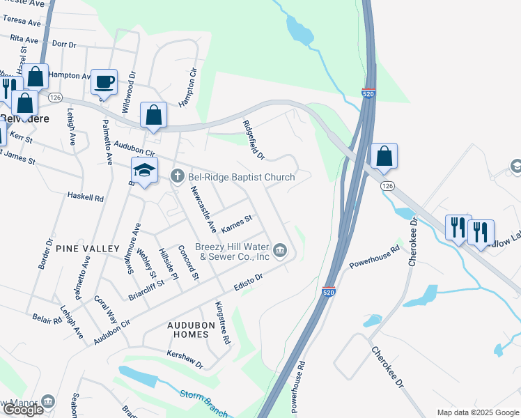 map of restaurants, bars, coffee shops, grocery stores, and more near 289 Edisto Drive in North Augusta